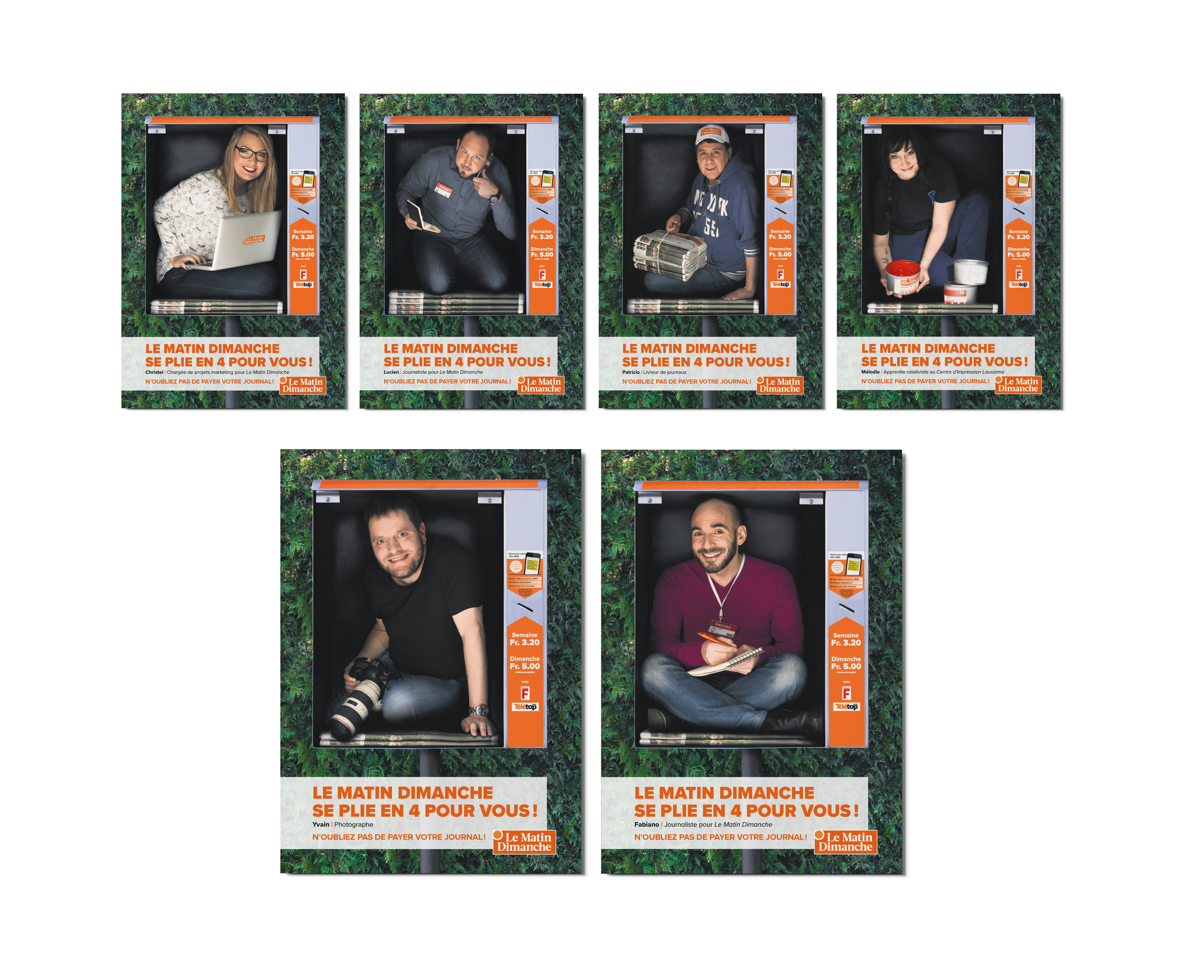 Ils se plient en 4 pour vous! Une campagne anti-vol pour Le Matin Dimanche