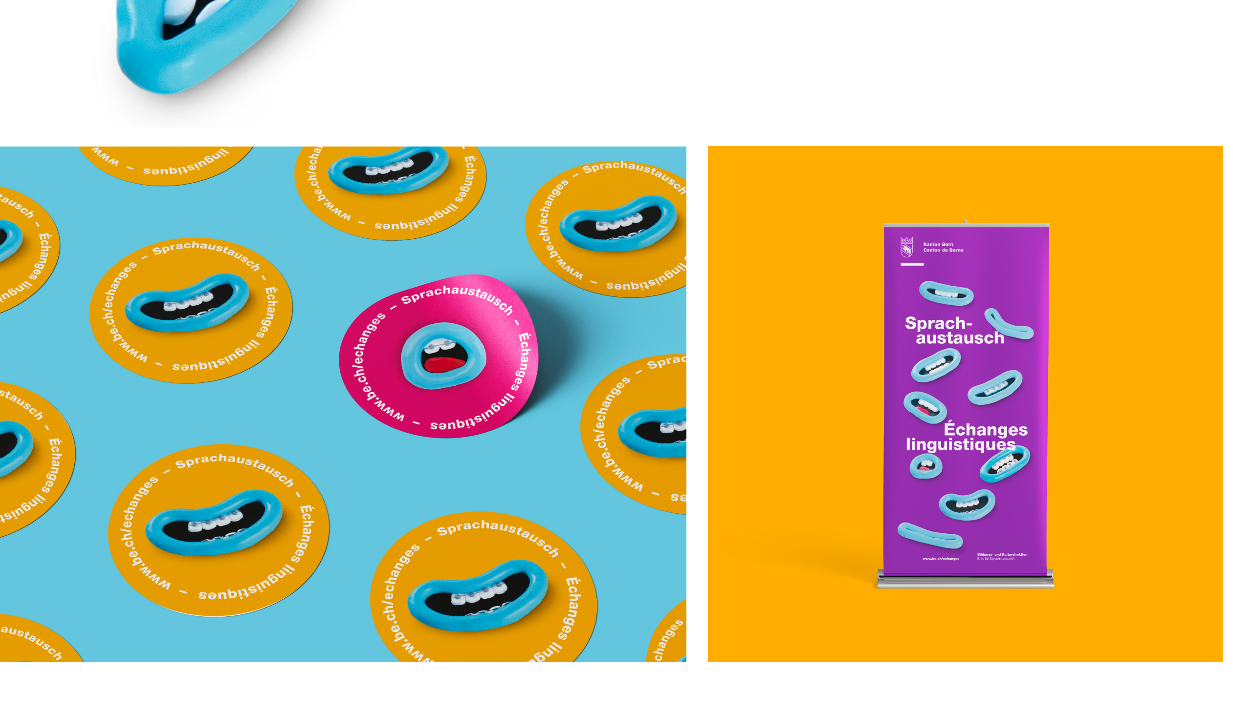 Ne pas avoir sa langue dans la poche – une campagne pour le Bureau des échanges linguistiques du Canton de Berne.
