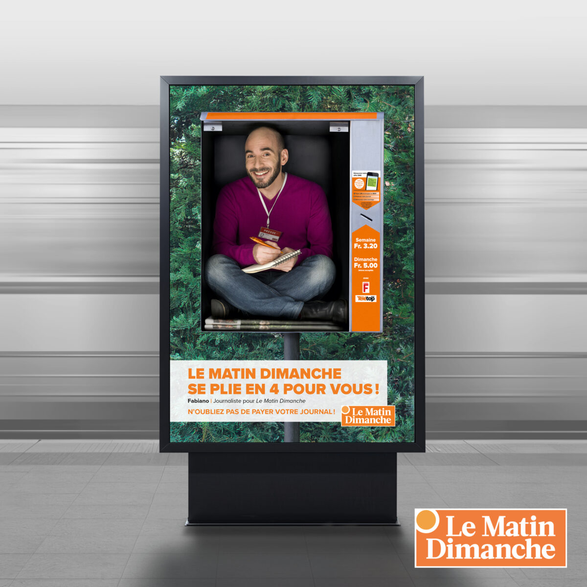 Ils se plient en 4 pour vous! Une campagne anti-vol pour Le Matin Dimanche